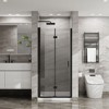 34"x 72" Bifold Frameless Glass Shower Door Combo w/ White Acrylic Shower Base, 1/4 inch Tempered Clear Glass in Black Aluminum Finish - 2 of 4