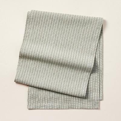 14"x72" Textured Stripe Woven Table Runner Sage Green - Hearth & Hand™ with Magnolia