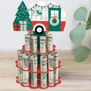 Big Dot of Happiness Camper Christmas - DIY Red and Green Holiday Party Money Holder Gift - Cash Cake - 1 of 4