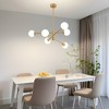 POWLIG 6 - Light Modern Sputnik Sphere Chandelier With 4.7in Milky White Glass Shade - 3 of 4