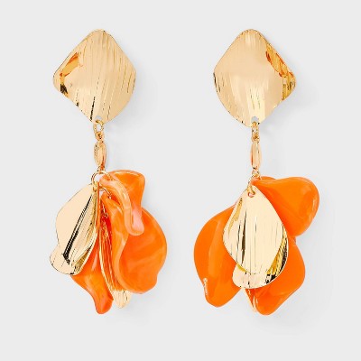 Linear Petal Earrings - A New Day™ Coral/Gold