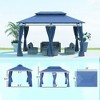Aghana Digitals Dark Blue 10'x13' Double Roof Patio Gazebo with Removable Curtains, 8 Drainage - 2 of 4