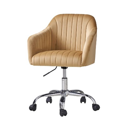 Patrick Velvet Channel Tufted Task Chair with Chrome-Plated Metal Base | HULALA HOME
