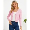 Women's Cropped Sweater Cardigan Long Sleeve V-Neck Sweater Rib Open Front Shrugs - 3 of 4