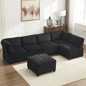 CAVINAS 6-Seater U-Shaped Modular Sectional Sofa,Cloud Couch Sectional with 1 Ottoman,Conversible Chaise Sofa for Living Room - 1 of 4