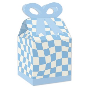 Big Dot of Happiness Blue Checkered Party - Square Favor Gift Boxes - Bow Boxes - Set of 12 - 1 of 4