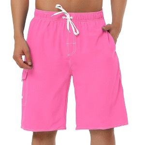 Lars Amadeus Men's Summer Solid Drawstring Elastic Waist Swim Beach Board Shorts - 1 of 4