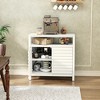 FONTOI Sideboard Buffet Cabinet with Open Shelf&2 Doors, Storage Organizer with Louver Design for Living Room, Kitchen, Cream White, 14"*31.9"*31.7" - 2 of 4