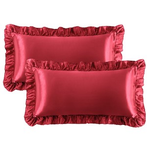 PiccoCasa Envelope Closure Satin Ruffled Pillowcase 2 Pcs - 1 of 3