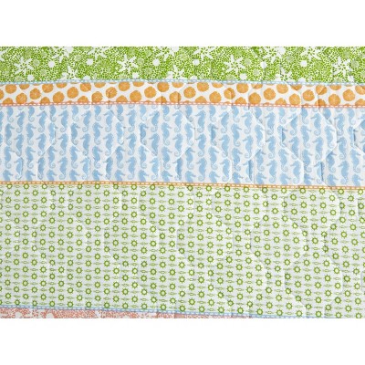 Bohemian Bliss Reversible Cotton Quilt Set in Chambray Blue, Full Size