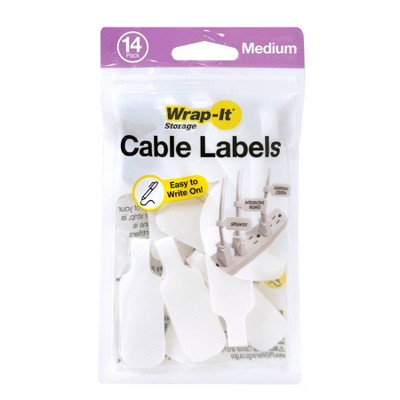 Wrap-It Cable Labels Medium 4pk White
