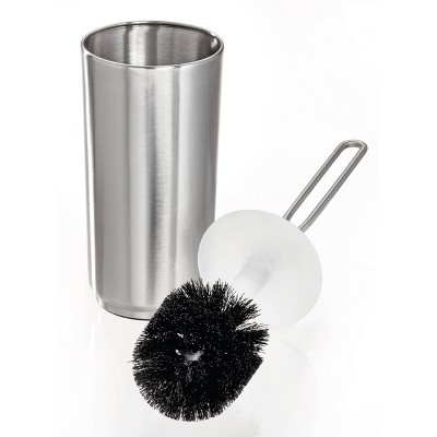 Silver Steel Toilet Brush and Holder Set with Polypropylene Bristles