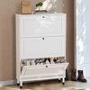 ChicFurnit Shoe Racks 3 Flip Drawers Shoe Cabinet Dust Protected Freestanding Shoe Cabinet for Entryway, White, 31.5"*9.65"*47.24" - 2 of 4