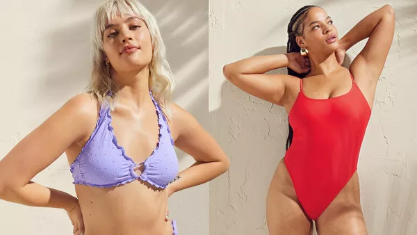 A Striped Bikini: Target Juniors' Ribbed Bralette Bikini Top and Bottom, The One-Pieces and Bikinis We're Eyeing For The 4th of July