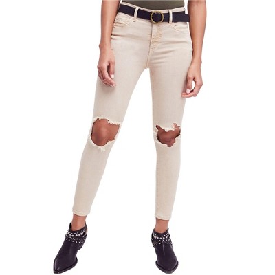 Free People Womens Busted Knee Skinny Fit Jeans