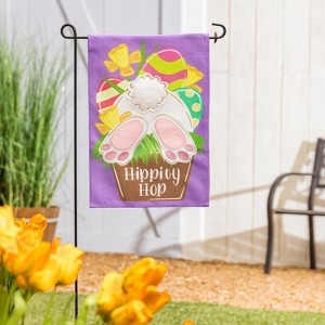 Evergreen Hip Hop Bunny Garden Burlap Flag 12.5 x 18 Inches Indoor Outdoor Decor - 1 of 3