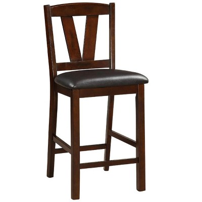 Vynxaria 2 Piece Set of Dark Walnut Colored Dining Chairs, 39' Wooden, V - Frame Backrest - Fit for Dining and Living Rooms