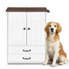 Akoasm Double-Door Storage Cabinet with 2 Adjustable Dog Bowls & 3 Hooks-White - 3 of 4