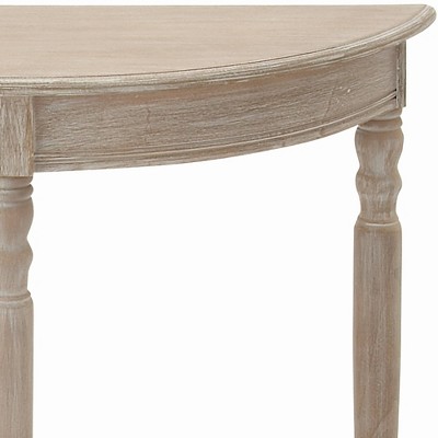 Charming Light Brown Demilune Console Table with Storage Shelf