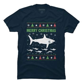 Men's Design By Humans Shark Christmas By sophialada T-Shirt