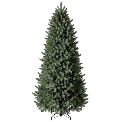 Evergreen Classics 7.5 Foot Pre Lit Vermont Spruce Artificial Holiday Tree with 600 Remote-Controlled Multicolor LED Lights and Metal Stand