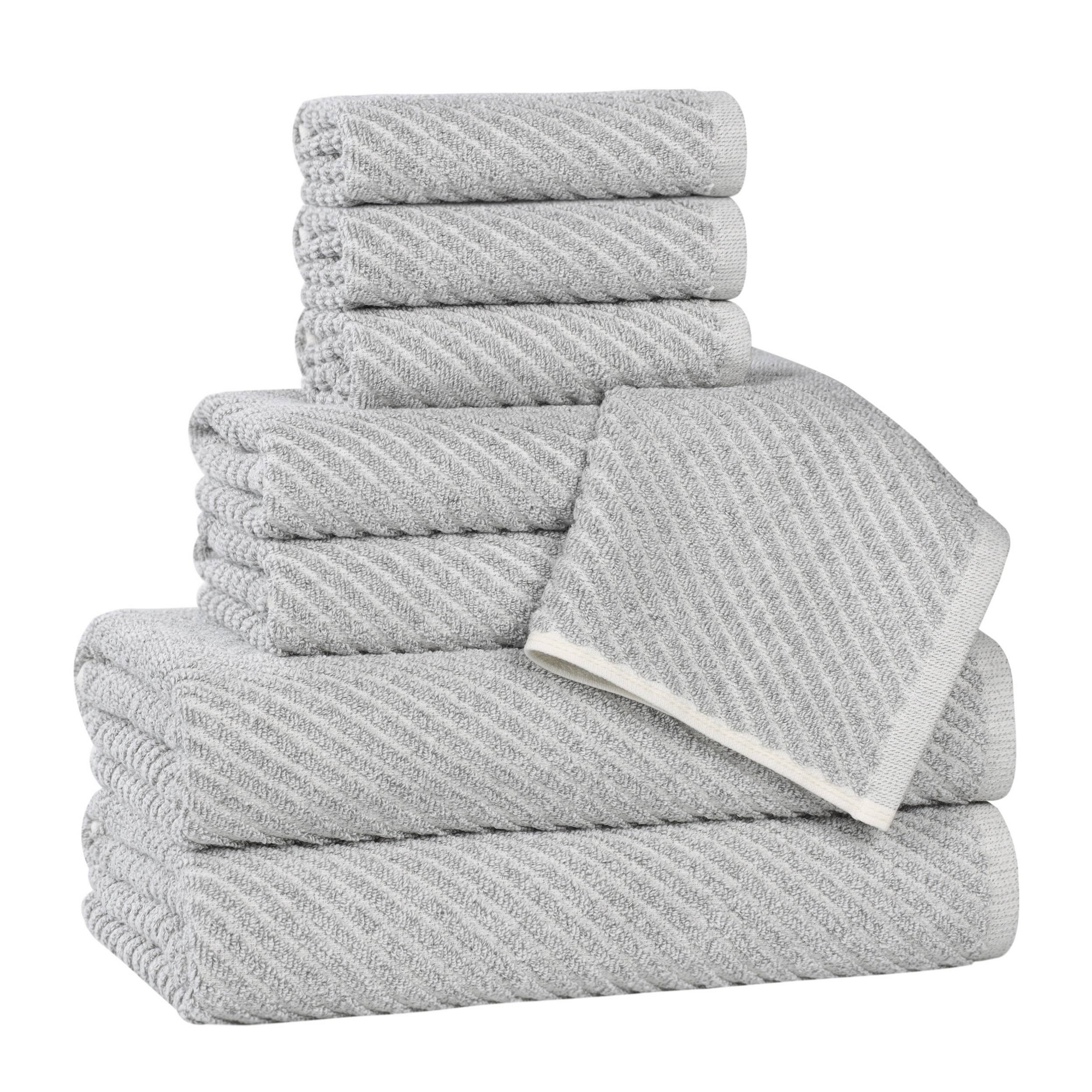 Cotton Viscose Blend 8-Piece Towel Set Ultra Soft, Highly Absorbent, Quick Dry Bath Towel Set, Platinum - Blue Nile Mills