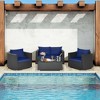 Costway 4 PCS Patio Rattan Furniture Set Cushioned Sofa Chair Coffee Table Blue/Red - 4 of 4