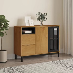 vidaXL Sideboard with Glass Door FLAM 43.3 in.x15.7 in.x31.5 in. Solid Wood Pine - 1 of 4