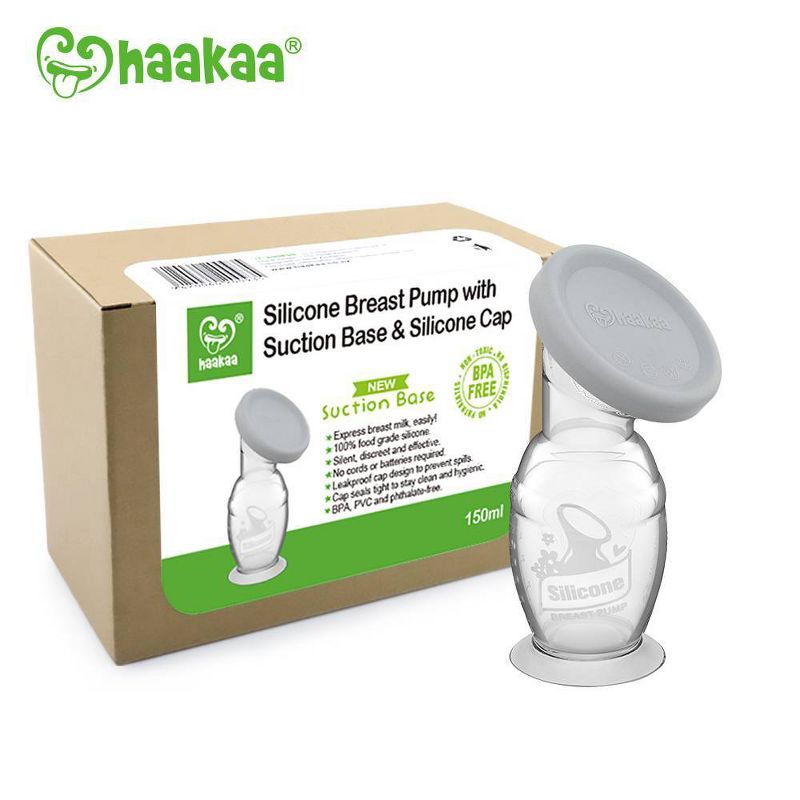 haakaa Breast Pump with Suction Base and Gray Leak-Proof Cap - 5oz, 5 of 6