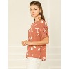 INSPIRE CHIC Women's Floral Summer Crew Neck Casual Shirred Short Sleeve Blouse - 4 of 4