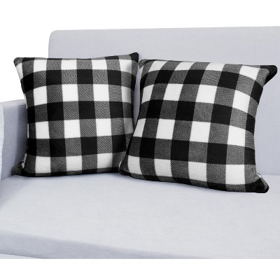 Black and White Checkered Velvet Euro Pillow Covers Set