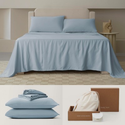 Cotton Tencel Sheet - Luxury Hotel Bedding Set, Soft, Cooling & Breathable for Hot Sleepers, Deep Pocket Up to 16 Inches