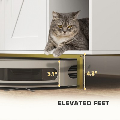 White Wooden Cat Litter Box Enclosure with Storage