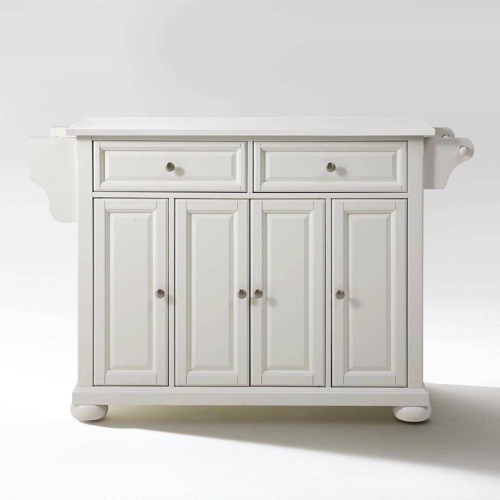Alexandria Granite Top Full Size Kitchen Island/Cart White - Crosley: With Cabinets, Spice Rack, Towel Holder