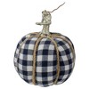 Northlight Plaid Fall Harvest Pumpkin with Weathered Stem - 7.75" - Dark Blue and White - 2 of 4