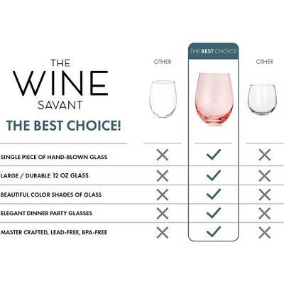 The Wine Savant Italian Colored Crystal Drinking Glasses, Perfect For