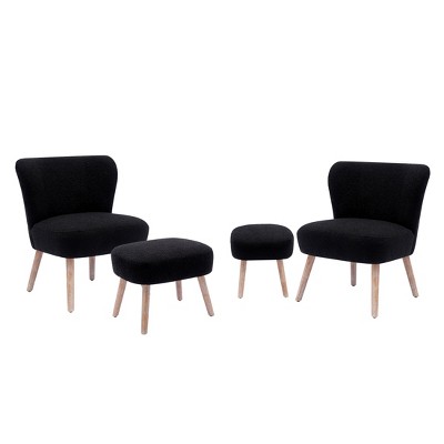 WestinTrends 4 Piece Upholstered Boucle Accent Chair and Ottoman Sets