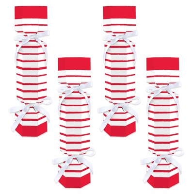 Big Dot of Happiness Red Stripes - No Snap Simple Party Table Favors - DIY Cracker Boxes - Set of 12