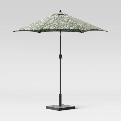 9' Round Patio Umbrella DuraSeason Fabric™ Fern - Black Pole - Threshold™