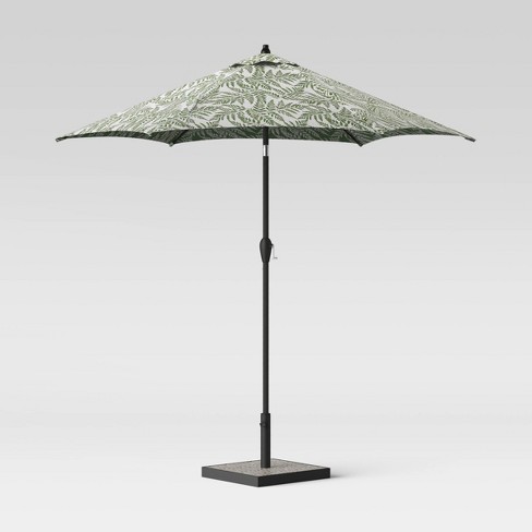 9 Round Patio Umbrella Duraseason Fabric Fern Black Pole Threshold Target