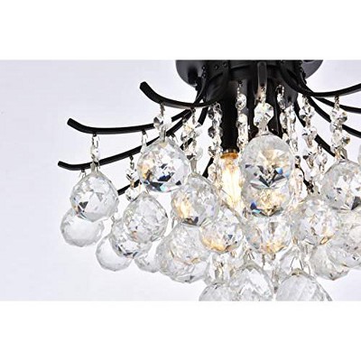 Matte Black and Crystal 16-Inch Flush Mount Light