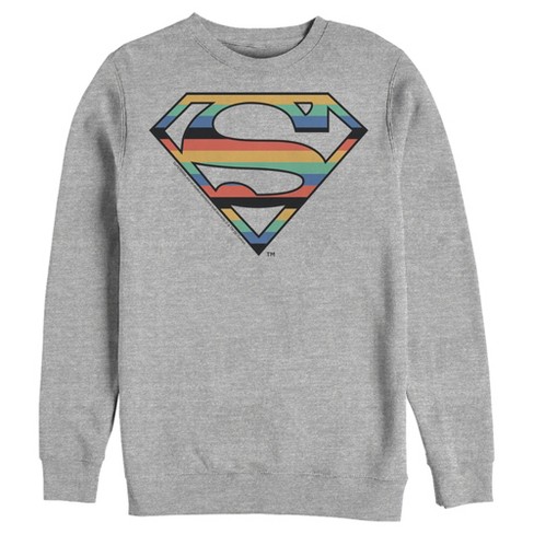 Men's Superman Logo Retro Stripe Sweatshirt - Athletic Heather - X Large