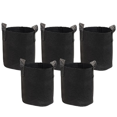 Sunnydaze 2-Gallon Garden Grow Bag with Handles Non-Woven Polypropylene Fabric, Black, 5pc