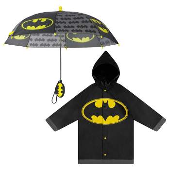 Batman Boy's Umbrella and Raincoat Set, Kids Ages 4-7