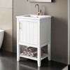20" Bathroom Vanity Cabinet with Ceramic Sink Top Set,Freestanding, Two-Tier Storage Rack, Soft Closing Door - Leovsnove - 2 of 4