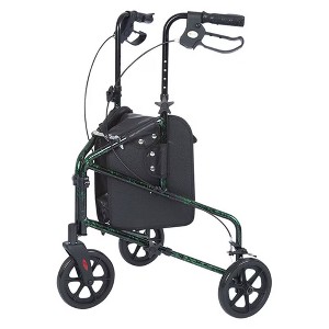 Rhythm Healthcare Rally Lite Aluminum 3-Wheel Folding Walker with Tote, Green - 1 of 4