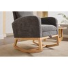 Vynxaria Series Grey Polyester Rocking Chair Set of 1 with Adjustable Footrest High Backrest Side Pocket Solid Wood Legs Gentle Glide 300LB Support - 4 of 4
