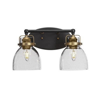 Toltec Lighting Easton 2 - Light Vanity in  Matte Black/Brass with 6" Clear Bubble Shade