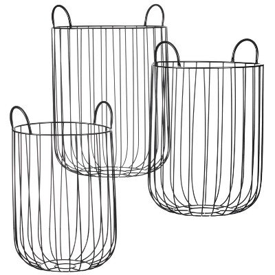Sullivans Set of 3 Wire Basket 19.5"H, 20.75"H & 22"H Black