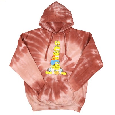 Seven Times Six The Simpsons Men's Stacked Family Spiral Tie Dye Pullover Hoodie Multicolored